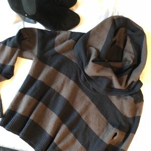 BCBGMAXAZRIA COWL NECK CROPPED SWEATER